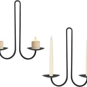 NEW Set of 2 Wrought Iron Candle Sconces, Black Hanging Candle Holder